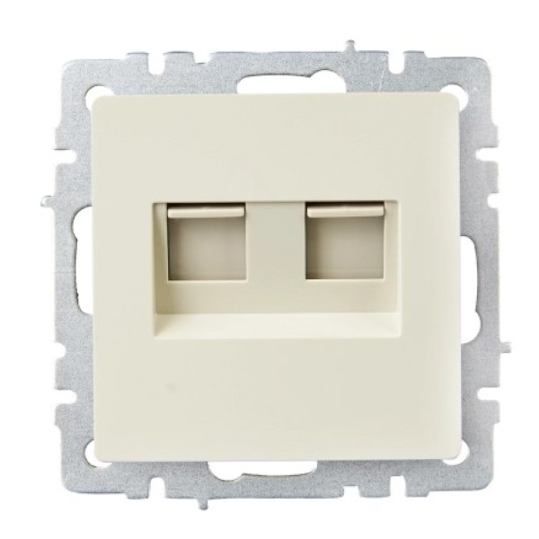 BRITE Розетка компьютерная двойная RJ45 кат.6 РК11-2-БрКр бежевый IEK