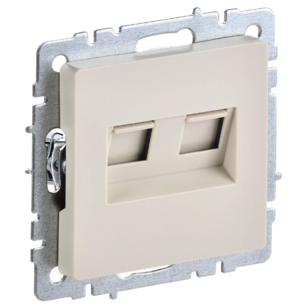 BRITE Розетка двойная RJ11+RJ45 кат.5E РК/Т12-БрКр бежевый IEK
