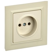 BRITE Розетка 1-местная без заземления без защитных шторок 10А в сборе РСР10-1-0-БрКр бежевый IEK