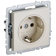BRITE Розетка 1-местная с заземлением без защитных шторок 16А РС11-1-0-БрКр бежевый IEK