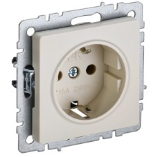 BRITE Розетка 1-местная с заземлением с защитными шторками 16А РС14-1-0-БрКр бежевый IEK