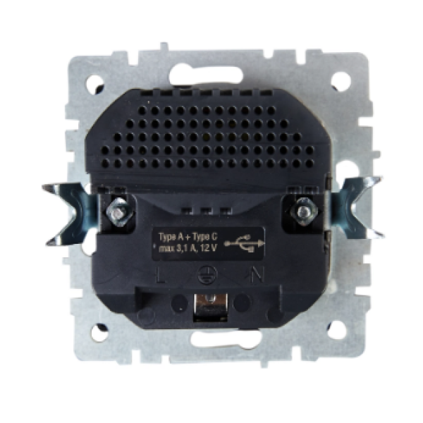 BRITE Розетка 1-местная с заземлением с защитными шторками 16А с USB A+C 18Вт РЮш11-1-БрМ маренго IEK