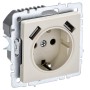 BRITE Розетка 1-местная с заземлением с защитными шторками 16А с USB A+A 5В 2,1А РЮш10-1-БрКр бежевый IEK