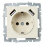BRITE Розетка 1-местная с заземлением с защитными шторками 16А с USB A+A 5В 2,1А РЮш10-1-БрКр бежевый IEK