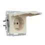 BRITE Розетка 1-местная с заземлением с защитными шторками и крышкой 16А IP44 РСбш10-3-44-БрКр бежевый IEK