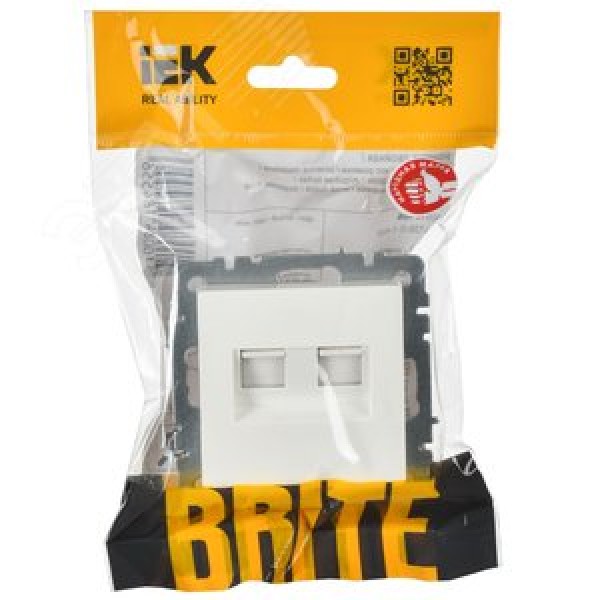 BRITE Розетка компьютерная двойная кат.5E RJ45 РК10-2-БрБ белый IEK