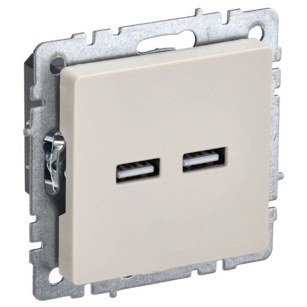 BRITE Розетка USB A+A 5В 3,1А РЮ10-1-БрКр бежевый IEK