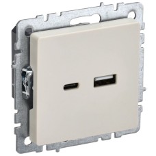 BRITE Розетка USB A+C 18Вт РЮ11-1-БрКр бежевый IEK