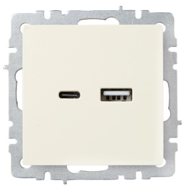 BRITE Розетка USB A+C 18Вт РЮ11-1-БрКр бежевый IEK