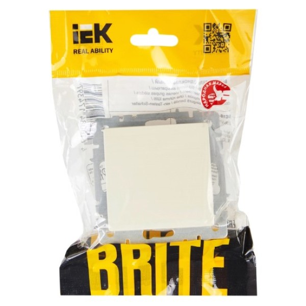 BRITE Выключатель 1-клавишный проходной 10А ВС10-1-6-БрКр бежевый IEK
