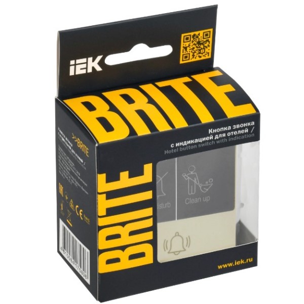 BRITE Кнопка звонка с индикацией для отелей 10А ВС10-1-9-БрКр бежевый IEK