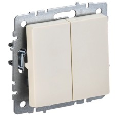 BRITE Выключатель 2-клавишный 10А ВС10-2-0-БрКр бежевый IEK