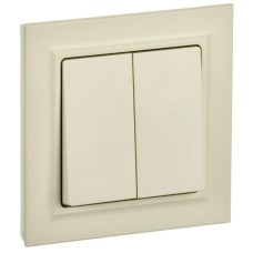 BRITE Выключатель 2-клавишный 10А в сборе ВСР10-2-0-БрКр бежевый IEK