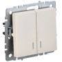 BRITE Выключатель 2-клавишный с индикацией 10А ВС10-2-1-БрКр бежевый IEK