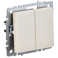 BRITE Выключатель 2-клавишный проходной 10А ВС10-2-6-БрКр бежевый IEK