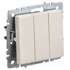 BRITE Выключатель 3-клавишный 10А ВС10-3-0-БрКр бежевый IEK
