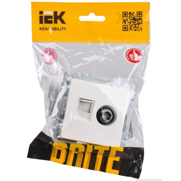 BRITE Розетка двойная TV+RJ45 кат.5E РТВ/РК12-БрЖ жемчуг IEK