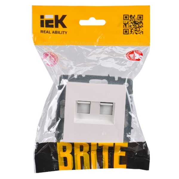 BRITE Розетка компьютерная двойная кат.5E RJ45 РК10-2-БрЖ жемчуг IEK