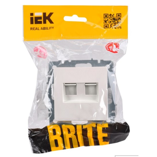 BRITE Розетка двойная RJ11+RJ45 кат.5E РК/Т12-БрЖ жемчуг IEK