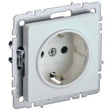 BRITE Розетка 1-местная с заземлением с защитными шторками 16А РС14-1-0-БрЖ жемчуг IEK