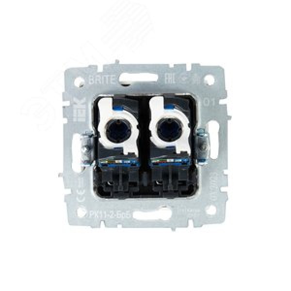 BRITE Розетка двойная RJ11+RJ45 кат.5E РК/Т12-БрБ белый IEK