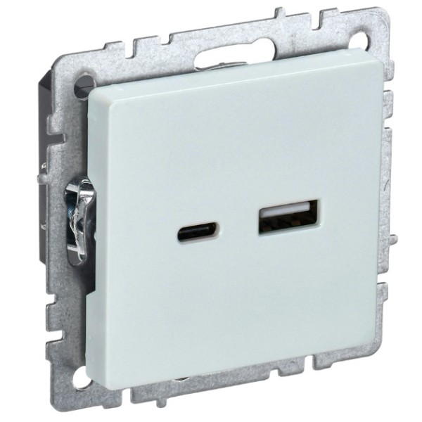 BRITE Розетка USB A+C 18Вт РЮ11-1-БрЖ жемчуг IEK