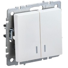BRITE Выключатель 2-клавишный с индикацией 10А ВС10-2-1-БрЖ жемчуг IEK