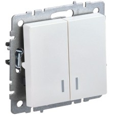 BRITE Выключатель 2-клавишный с индикацией 10А ВС10-2-1-БрЖ жемчуг IEK