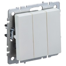 BRITE Выключатель 3-клавишный 10А ВС10-3-0-БрЖ жемчуг IEK