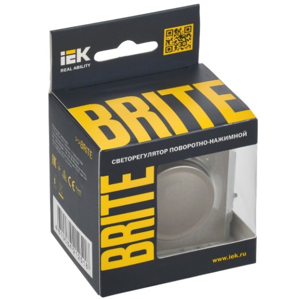 BRITE Светорегулятор поворотно-нажимной 600Вт СС10-1-0-БрШ шампань IEK