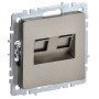 BRITE Розетка компьютерная двойная RJ45 кат.5E РК10-2-БрШ шампань IEK