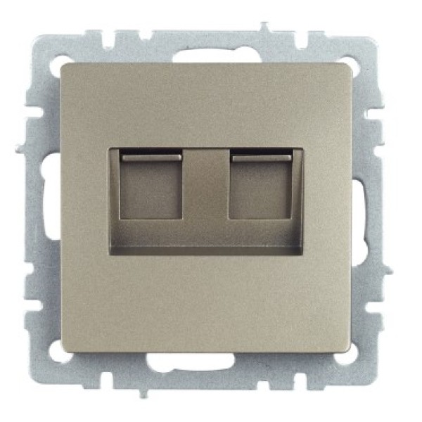 BRITE Розетка компьютерная двойная RJ45 кат.5E РК10-2-БрШ шампань IEK