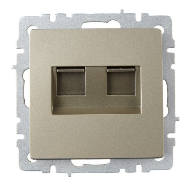 BRITE Розетка компьютерная двойная RJ45 кат.6 РК11-2-БрШ шампань IEK