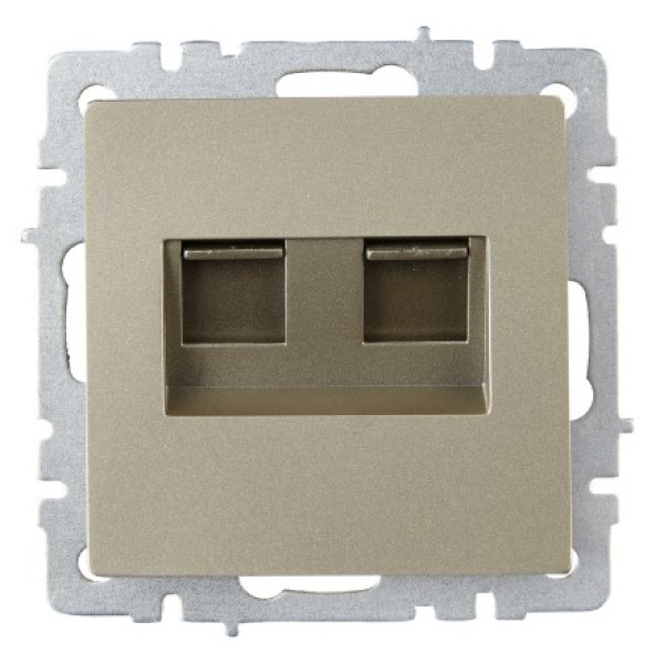 BRITE Розетка двойная RJ11+RJ45 кат.5E РК/Т12-БрШ шампань IEK