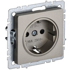 BRITE Розетка 1-местная с заземлением без защитных шторок 16А РС11-1-0-БрШ шампань IEK