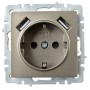 BRITE Розетка 1-местная с заземлением с защитными шторками 16А с USB A+A 5В 2,1А РЮш10-1-БрШ шампань IEK