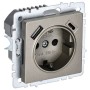 BRITE Розетка 1-местная с заземлением с защитными шторками 16А с USB A+C 18Вт РЮш11-1-БрШ шампань IEK