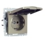 BRITE Розетка 1-местная с заземлением с защитными шторками и крышкой 16А IP20 РСбш10-3-БрШ шампань IEK
