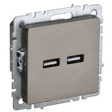 BRITE Розетка USB A+A 5В 3,1А РЮ10-1-БрШ шампань IEK