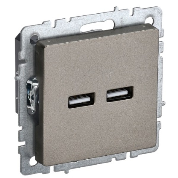 BRITE Розетка USB A+A 5В 3,1А РЮ10-1-БрШ шампань IEK