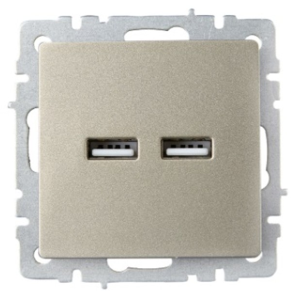 BRITE Розетка USB A+A 5В 3,1А РЮ10-1-БрШ шампань IEK