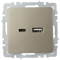 BRITE Розетка USB A+C 18Вт РЮ11-1-БрШ шампань IEK