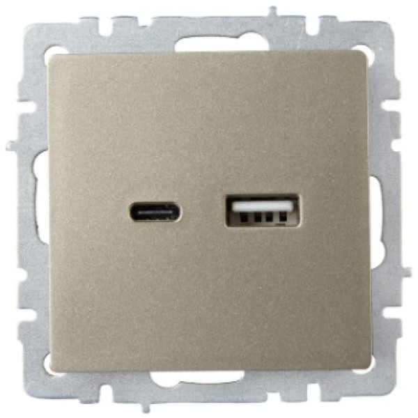 BRITE Розетка USB A+C 18Вт РЮ11-1-БрШ шампань IEK