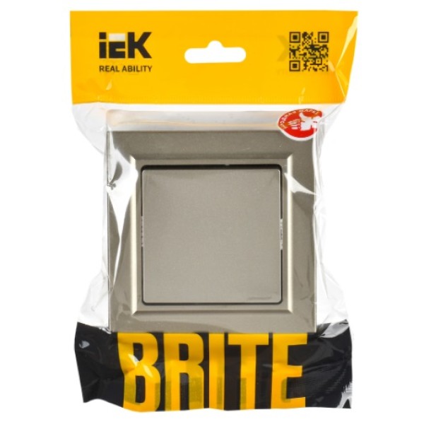 BRITE Выключатель 1-клавишный 10А в сборе ВСР10-1-0-БрШ шампань IEK