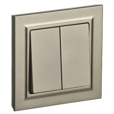BRITE Выключатель 2-клавишный 10А в сборе ВСР10-2-0-БрШ шампань IEK