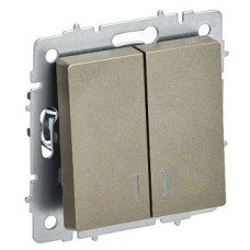 BRITE Выключатель 2-клавишный с индикацией для отелей 10А ВС10-2-9-БрШ шампань IEK