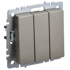 BRITE Выключатель 3-клавишный 10А ВС10-3-0-БрШ шампань IEK