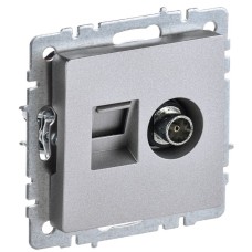 BRITE Розетка двойная TV+RJ45 кат.5E РТВ/РК12-БрА алюминий IEK