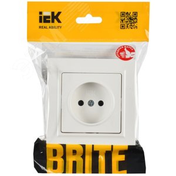 BRITE Розетка 1-местная без заземления без защитных шторок 10А в сб. РСР10-1-0-БрБ белый IEK