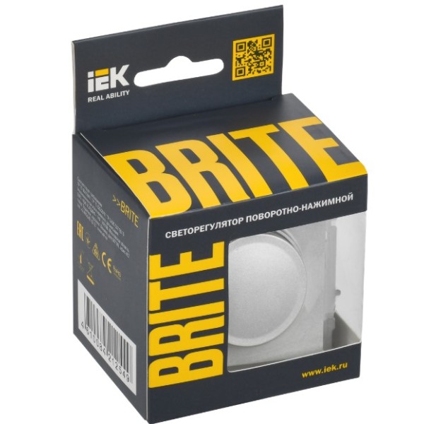 BRITE Светорегулятор поворотно-нажимной 600Вт СС10-1-0-БрА алюминий IEK